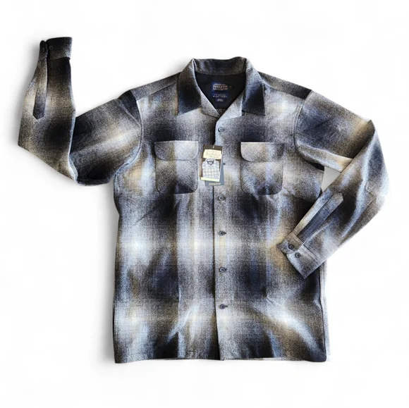 Pendleton The Original Board Shirt Plaid Long Sleeve Charcoal Ombre Large Tall - Picture 4 of 16
